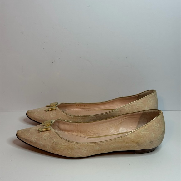 Louis Vuitton Mini Lin Ballet Flats Light Pink Size 36.5 - Picture 5 of 12